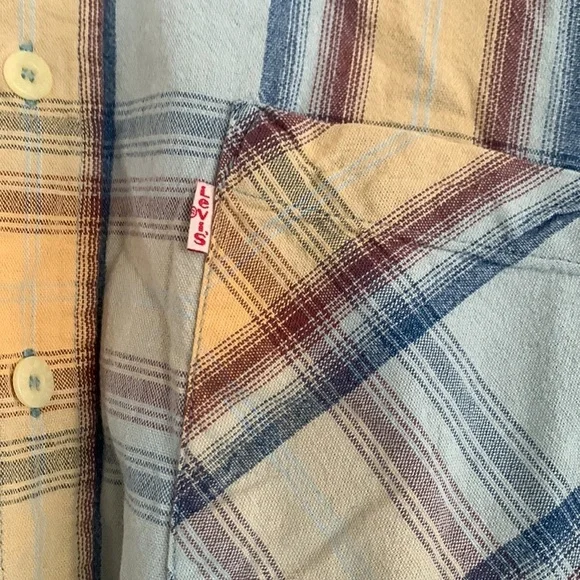 Levi’s Vintage Cotton Plaid Button Down Shirt Made in Portugal Men’s Size Large - Picture 2 of 6